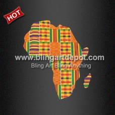 African Kente Map Iron On Transfers White Ink Design for T-Shirt